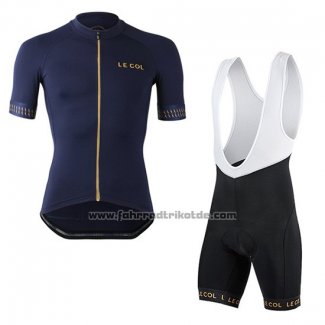 2019 Fahrradbekleidung Lecol Blau Trikot Kurzarm und Tragerhose