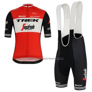 2019 Fahrradbekleidung Trek Segafredo Rot Wei Trikot Kurzarm und Tragerhose