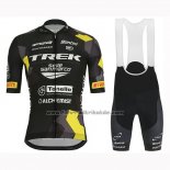 2019 Fahrradbekleidung Trek Selle San Marco Shwarz Gelb Trikot Kurzarm und Tragerhose