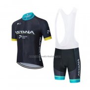 2020 Fahrradbekleidung Astana Shwarz Blau Gelb Trikot Kurzarm und Tragerhose