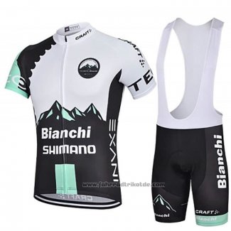 2020 Fahrradbekleidung Bianchi Shimano Negro Wei Trikot Kurzarm und Tragerhose