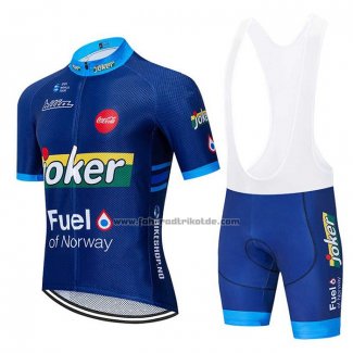 2020 Fahrradbekleidung Joker Fuel Blau Trikot Kurzarm und Tragerhose