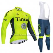 2020 Fahrradbekleidung Tinkoff Gelb Trikot Langarm und Tragerhose