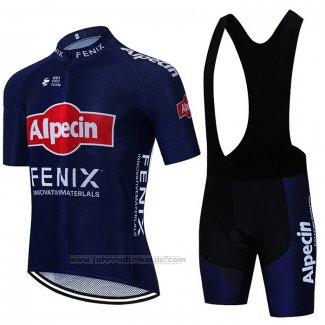 2021 Fahrradbekleidung Alpecin Fenix Tief Blau Trikot Kurzarm und Tragerhose