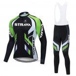 2021 Fahrradbekleidung STRAVA Shwarz Verde Trikot Langarm und Tragerhose