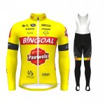 2022 Fahrradbekleidung Bingoal WB Gelb Trikot Langarm und Tragerhose