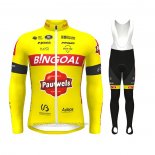 2022 Fahrradbekleidung Bingoal WB Gelb Trikot Langarm und Tragerhose