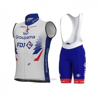 2022 Windweste Groupama-FDJ Wei Blau Trikot Kurzarm und Tragerhose