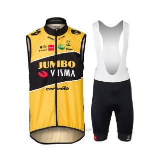 2022 Windweste Jumbo Visma Gelb Trikot Kurzarm und Tragerhose