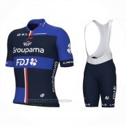 2023 Fahrradbekleidung Groupama-FDJ Blau Trikot Kurzarm Und Tragerhose