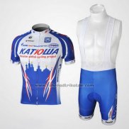 2010 Fahrradbekleidung Katusha Blau und Blau Trikot Kurzarm und Tragerhose