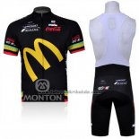 2011 Fahrradbekleidung McDonalds Shwarz und Gelb Trikot Kurzarm und Tragerhose