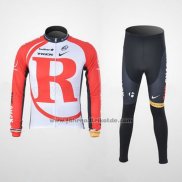 2011 Fahrradbekleidung Radioshack Wei und Rot Trikot Langarm und Tragerhose