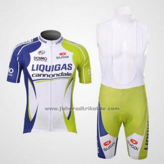 2012 Fahrradbekleidung Liquigas Cannondale Grun und Wei Trikot Kurzarm und Tragerhose