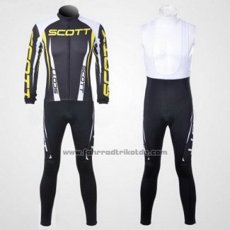 2012 Fahrradbekleidung Scott Grau und Gelb Trikot Langarm und Tragerhose