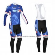 2013 Fahrradbekleidung FDJ Blau Trikot Langarm und Tragerhose