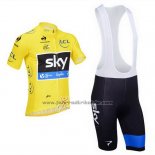 2013 Fahrradbekleidung Sky Lider Gelb und Shwarz Trikot Kurzarm und Tragerhose