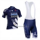 2013 Fahrradbekleidung Tinkoff Saxo Bank Blau und Wei Trikot Kurzarm und Tragerhose