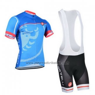 2014 Fahrradbekleidung Castelli Azurblau Trikot Kurzarm und Tragerhose