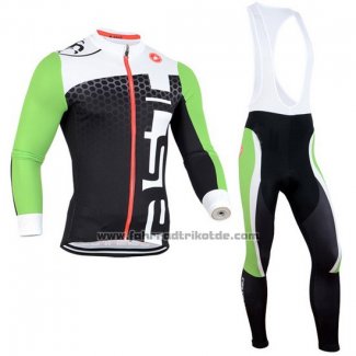 2014 Fahrradbekleidung Castelli Shwarz und Grun Trikot Langarm und Tragerhose