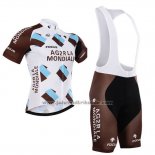 2015 Fahrradbekleidung Ag2rla Braun Trikot Kurzarm und Tragerhose