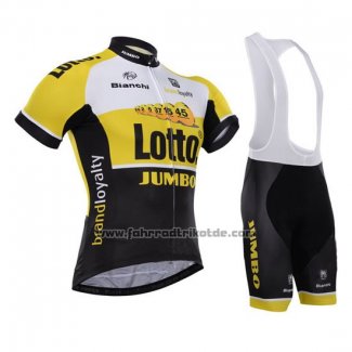 2015 Fahrradbekleidung Lotto NL Jumbo Gelb Trikot Kurzarm und Tragerhose