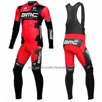 2016 Fahrradbekleidung BMC Shwarz und Rot Trikot Langarm und Tragerhose