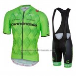 2016 Fahrradbekleidung Cannondale Shwarz und Grun Trikot Kurzarm und Tragerhose