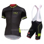 2016 Fahrradbekleidung Castelli Shwarz und Grun Trikot Kurzarm und Tragerhose