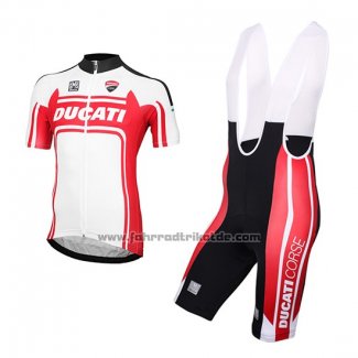 2016 Fahrradbekleidung Ducati Wei und Rot Trikot Kurzarm und Tragerhose