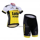 2016 Fahrradbekleidung Lotto NL Jumbo Wei und Gelb Trikot Kurzarm und Tragerhose