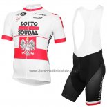 2016 Fahrradbekleidung Lotto Soudal Champion Polen Trikot Kurzarm und Tragerhose