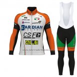 2017 Fahrradbekleidung Bardiani Csf Ml Wei und Grun Trikot Langarm und Tragerhose