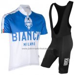 2017 Fahrradbekleidung Bianchi Milano Blau Trikot Kurzarm und Tragerhose
