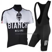 2017 Fahrradbekleidung Bianchi Milano Shwarz Trikot Kurzarm und Tragerhose