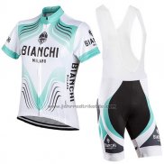 2017 Fahrradbekleidung Bianchi Milano Wei Trikot Kurzarm und Tragerhose