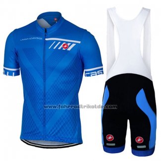 2017 Fahrradbekleidung Castelli Blau Trikot Kurzarm und Tragerhose