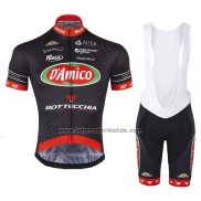 2017 Fahrradbekleidung D'Amico Bottecchia Shwarz Trikot Kurzarm und Tragerhose