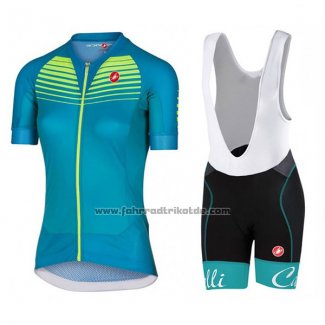 2017 Fahrradbekleidung Frau Castelli Aero Race Grun Trikot Kurzarm und Tragerhose