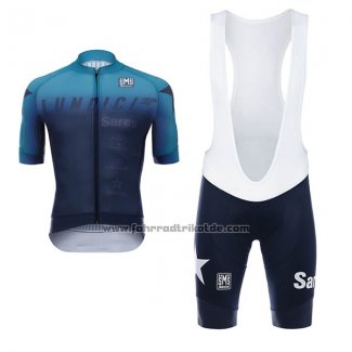 2017 Fahrradbekleidung Lundici Shwarz und Blau Trikot Kurzarm und Tragerhose