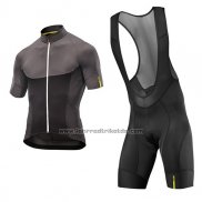 2017 Fahrradbekleidung Mavic Shwarz und Grau Trikot Kurzarm und Tragerhose