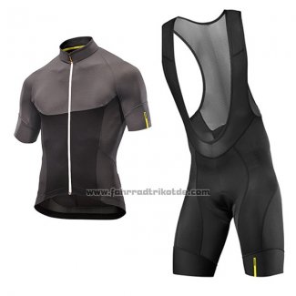 2017 Fahrradbekleidung Mavic Shwarz und Grau Trikot Kurzarm und Tragerhose