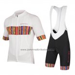 2018 Fahrradbekleidung Endura Graphics Pinstripe Wei Trikot Kurzarm und Tragerhose