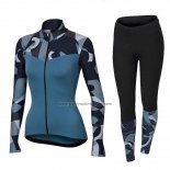 2018 Fahrradbekleidung Frau Orbea Blau Trikot Kurzarm und Tragerhose