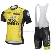 2018 Fahrradbekleidung Lotto NL Jumbo Gelb Trikot Kurzarm und Tragerhose