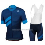 2018 Fahrradbekleidung Sportful Dunkel Blau Trikot Kurzarm und Tragerhose