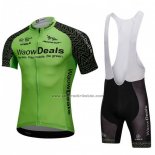 2018 Fahrradbekleidung Waowdeals Grun und Shwarz Trikot Kurzarm und Tragerhose