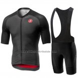 2019 Fahrradbekleidung Castelli Aero Race Shwarz Trikot Kurzarm und Tragerhose