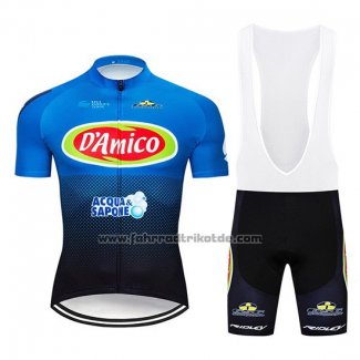 2019 Fahrradbekleidung D'Amico Blau Wei Trikot Kurzarm und Tragerhose