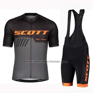 2019 Fahrradbekleidung Scott Shwarz Grau Trikot Kurzarm und Tragerhose